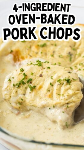 4-Ingredient Oven Baked Pork Chops pinterest image.