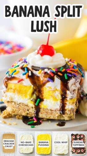 Banana Split Lush pin showing 5 different layers.