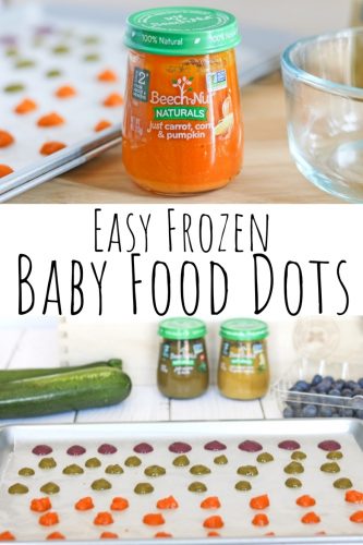 1-Ingredient frozen baby food dots are an easy finger food idea perfect for teething toddlers and self-feeders.