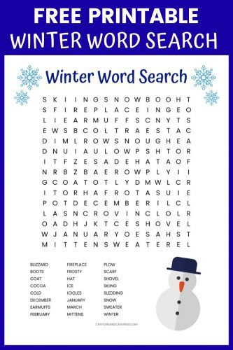 Winter word search printable worksheet with 24 Winter themed vocabulary words. Download and print for the classroom or as a fun activity at home.