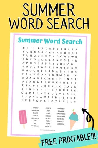 Summer Word Search Free Printable